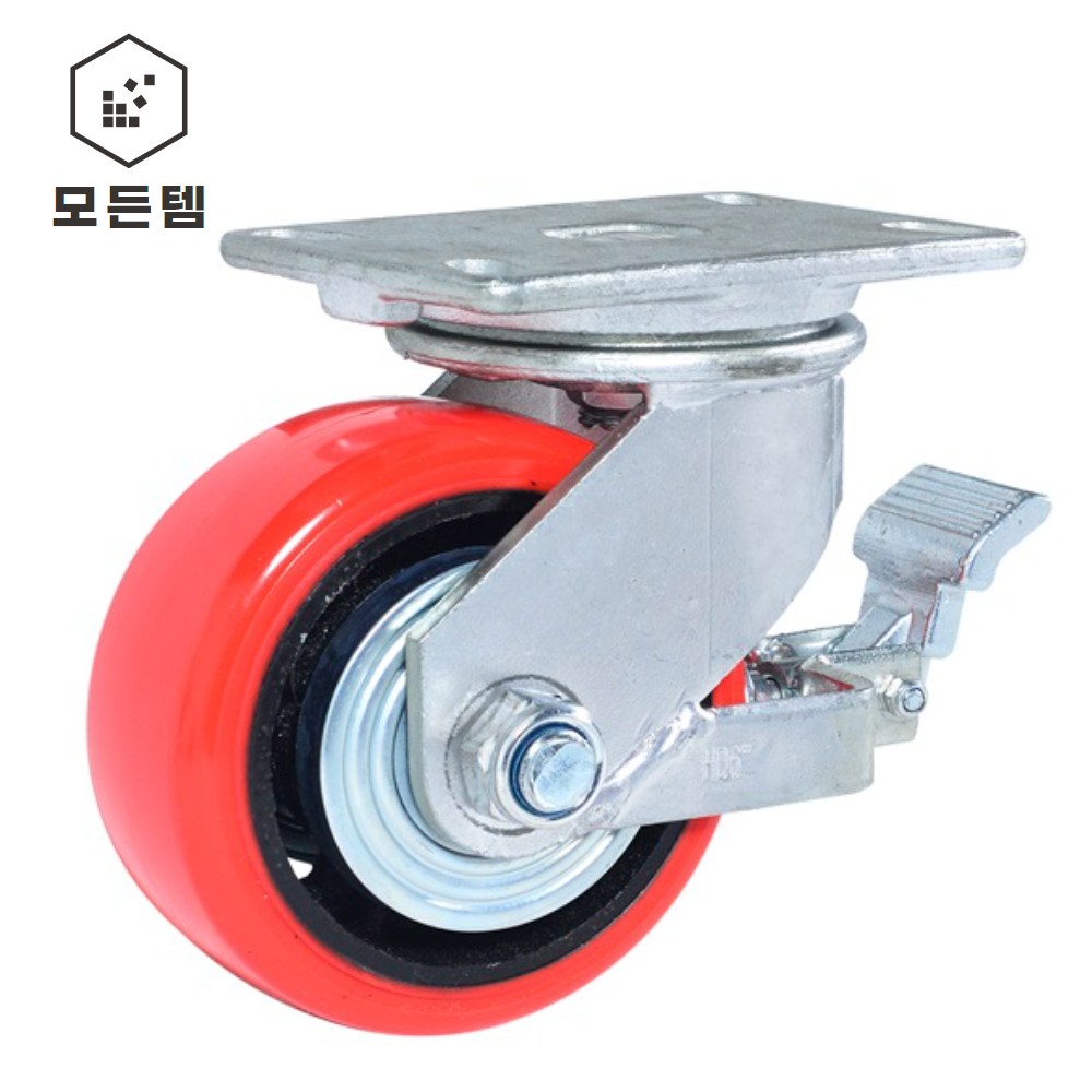 단조 5인치 회전브레이크 바퀴 우레탄 고하중 700kg 폭 64mm 국내제작 중량물 운반구 46,990원