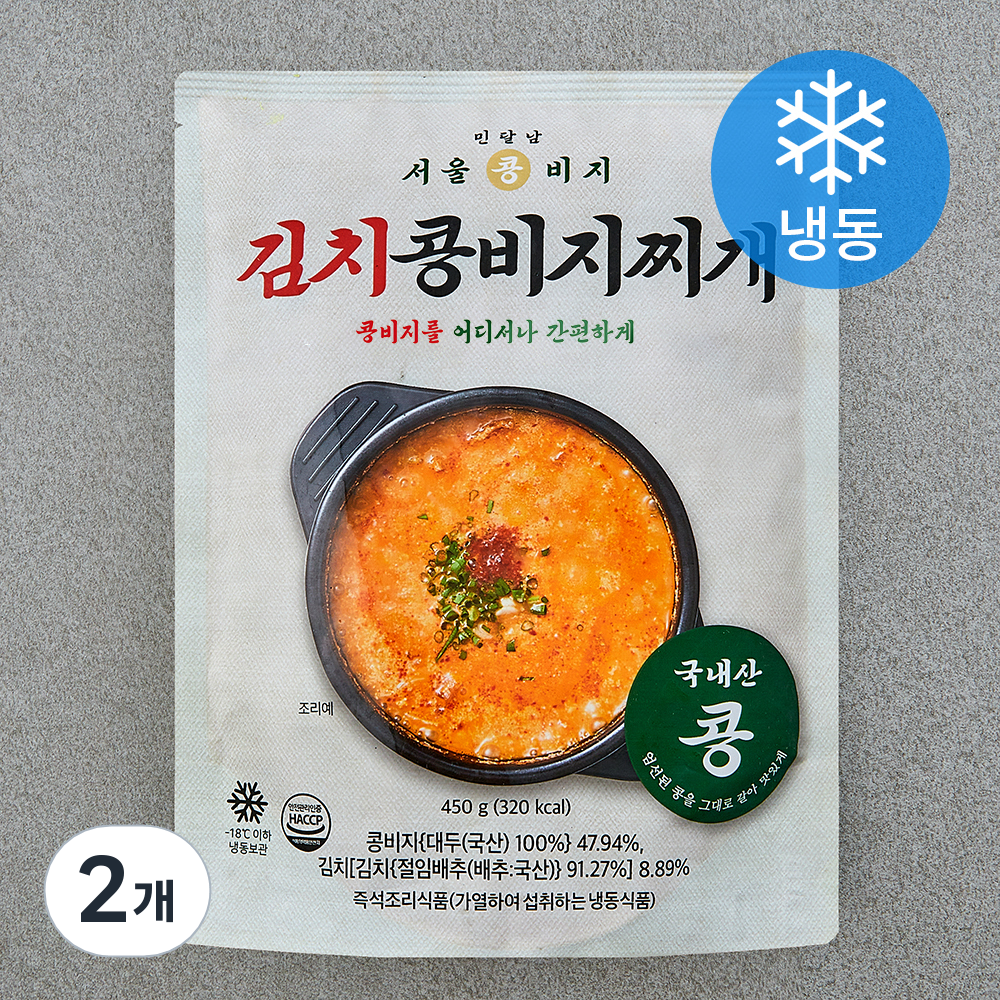[로켓프레시] 서울콩비지 김치 콩비지찌개 (냉동), 450g, 2개 13,090원