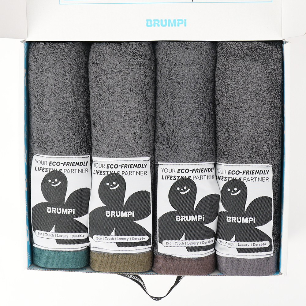 브룸피 프리미엄 뱀부 타올 기프트 세트 220g 40수 수건 4개입 선물세트, 1세트, 다크그레이 47,900원