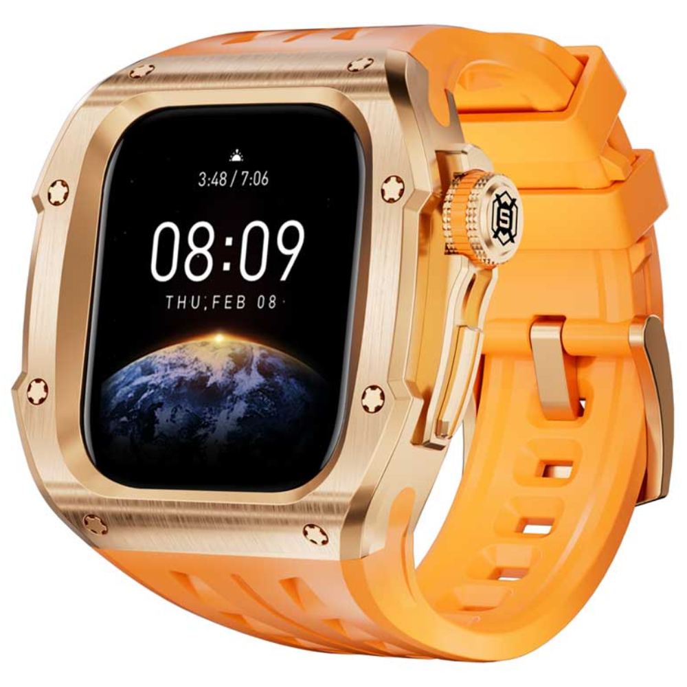 애플워치 11 10 46mm 호환 일체형 메탈 스트랩 스테인리스 애차드밀 밴드 줄질 케이스, 02.오렌지, 1개 89,000원