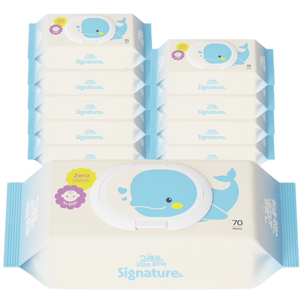 고래를 구하는 물티슈 시그니처 신생아 아기 물티슈 무향 친환경 생분해 대용량 캡형 70매 10팩 27,070원