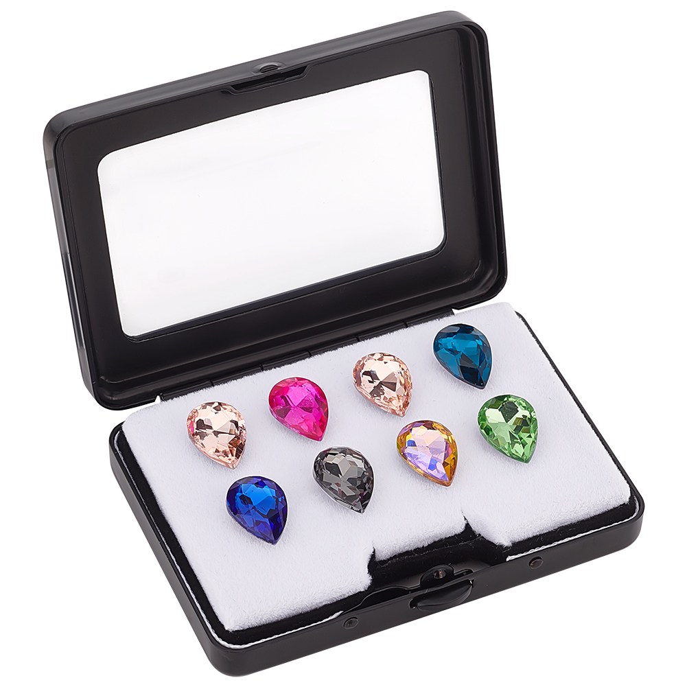 보석 전시 수납함 뚜껑 투명 창문 디자인 스펀지 안감 포함 1개입, 블랙 13,810원