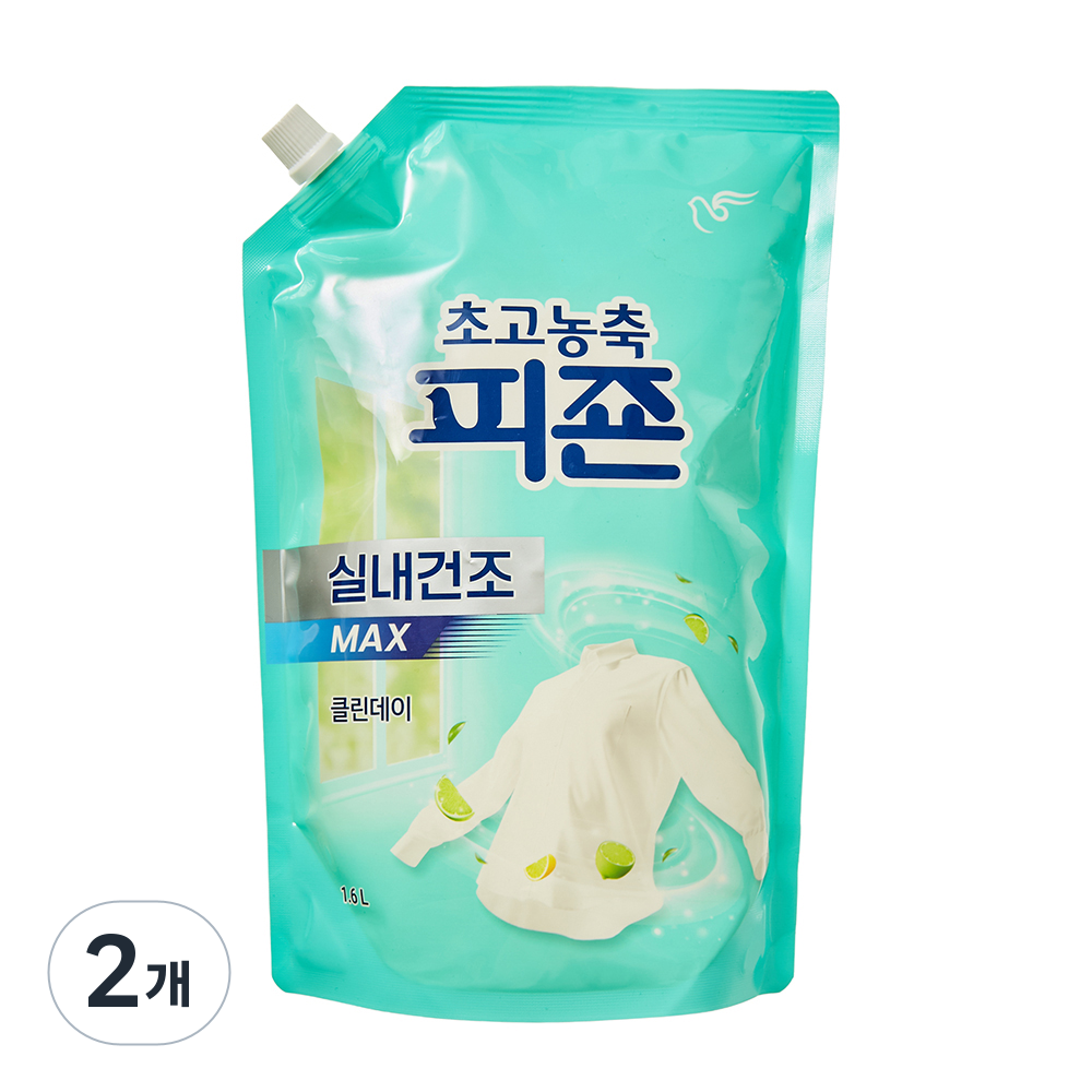 피죤 초고농축 실내건조 섬유유연제 MAX 클린데이, 1.6L, 2개 12,690원