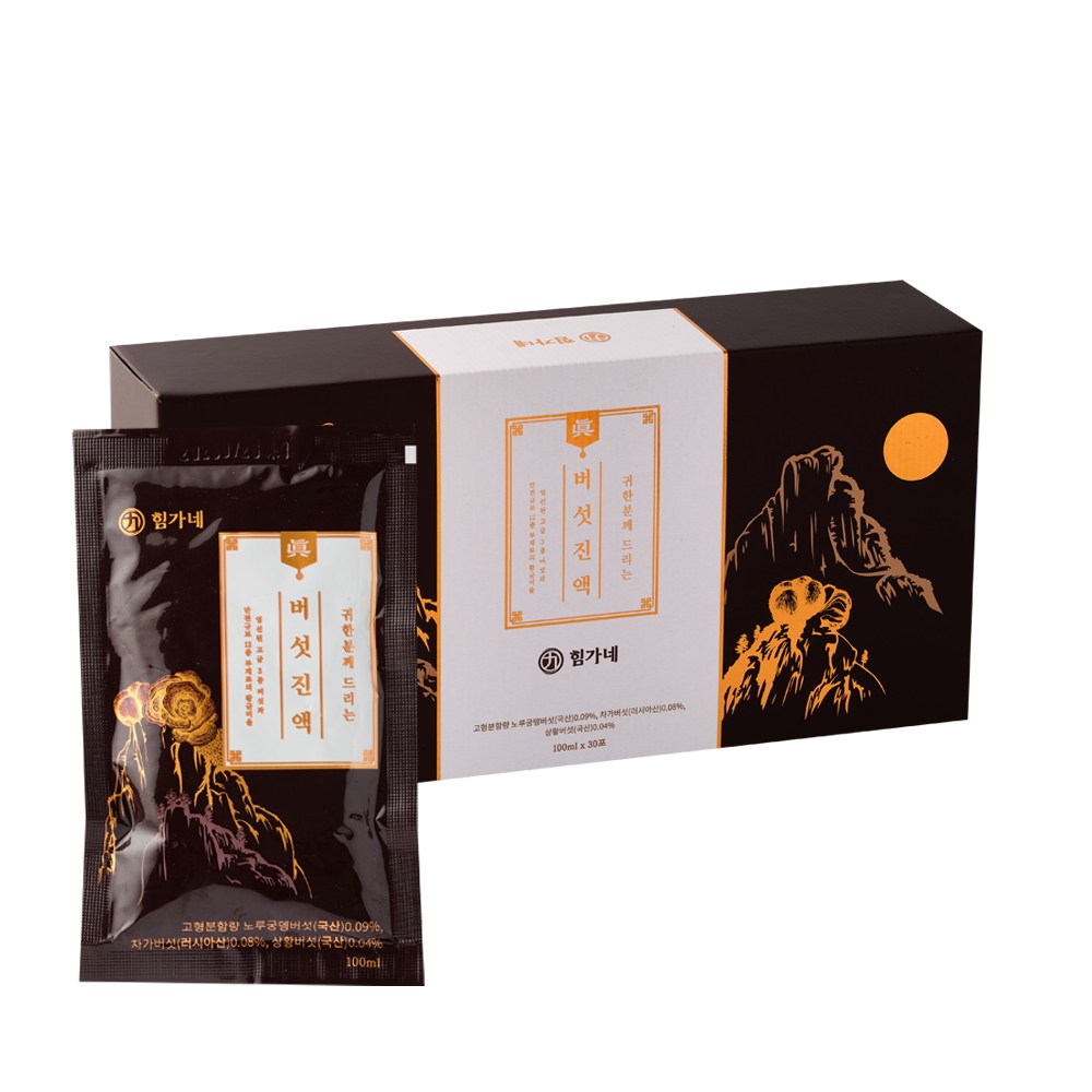 힘가네 차가버섯차 상황버섯차 노루궁뎅이 진액 암 흑 극복, 30개, 100ml 128,100원