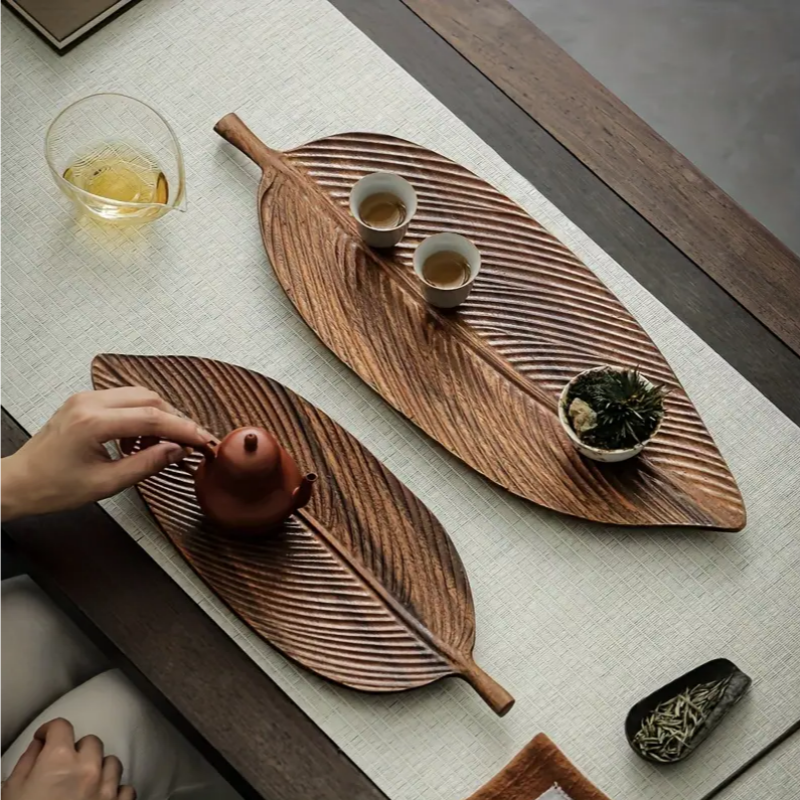 다용도 내추럴 감성 잎사귀 원목 트레이 13,000원