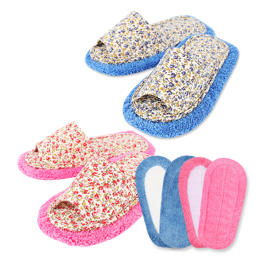 라이펀 극세사 청소 실내화 알장미 핑크 + 블루 + 리필 2족 세트 28,340원