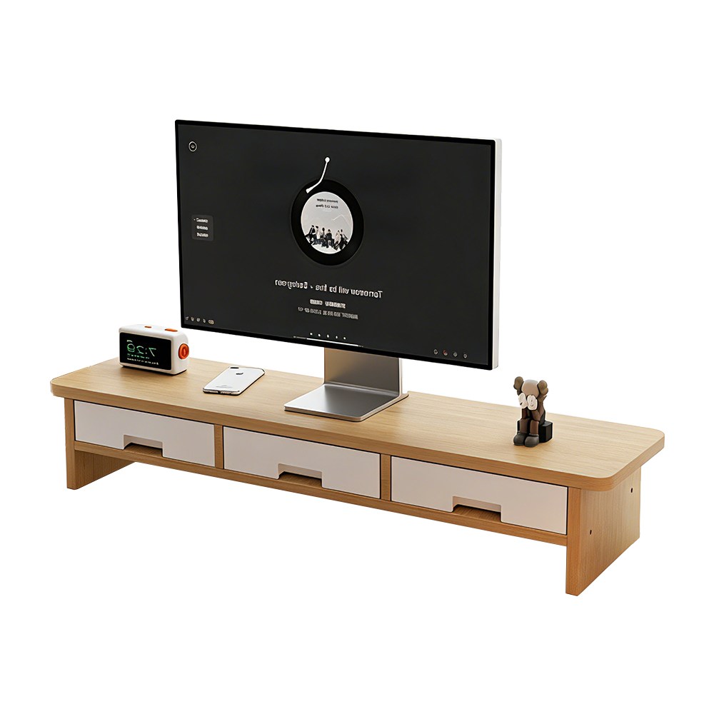 2단 수납형 모니터 받침대 3칸서랍 와이드 선반, 메이플 42,500원