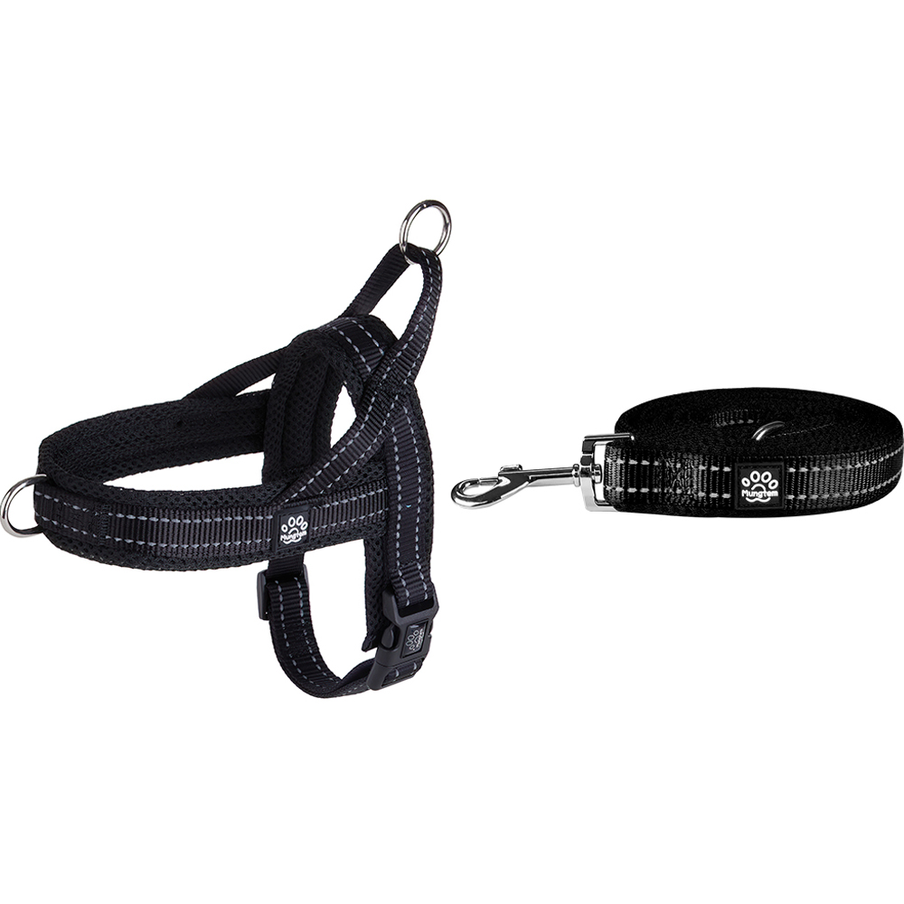 멍템 강아지 앞섬방지 하네스 + 메쉬 리드줄 세트, 블랙, 1개 35,800원