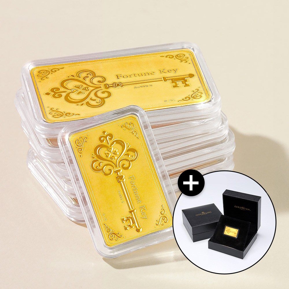 [골드팡] 24k 999.9 행운의 열쇠 골드바 0.1g +프리미엄 가죽패키지(당일도착) 금거래소 행운키링 집들이추천 금테크 소원템 개업 단체 답례선물 황금쌀콩알 주물금 종로금 43,900원