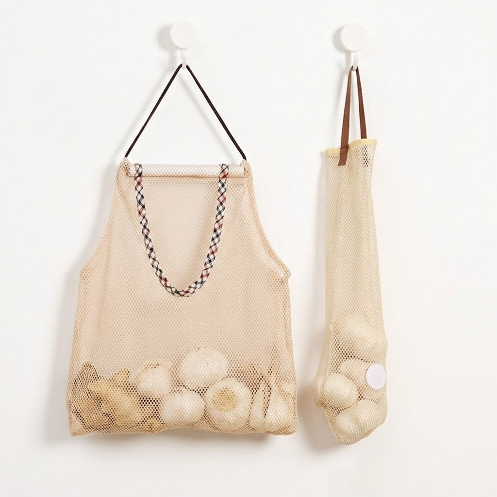 리브온 메쉬 채소 보관망 걸이형 양파 마늘 감자 수납 주방 정리망, 1세트, 베이지 3,900원