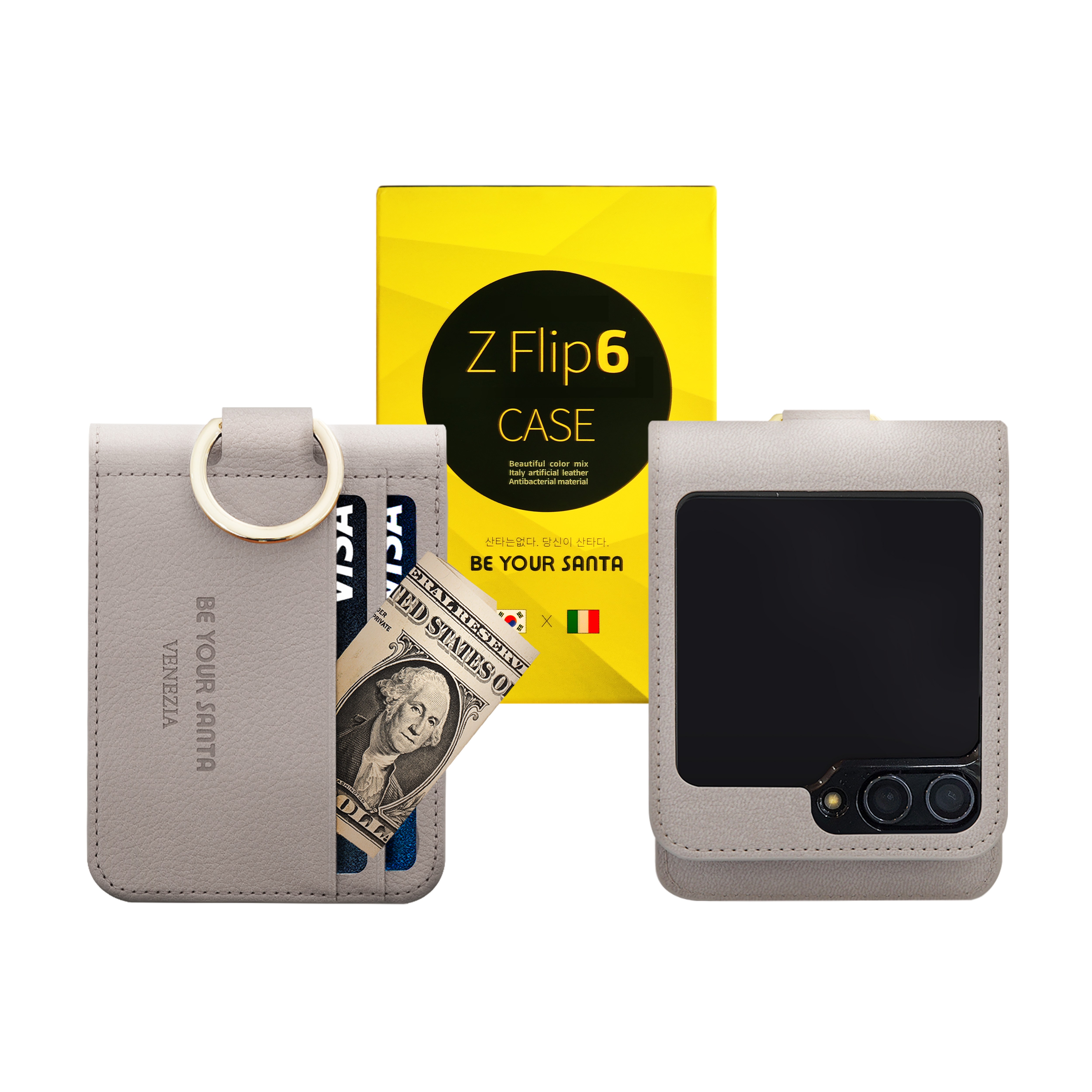 비유어산타 갤럭시 Z플립6 케이스 링 지갑 이태리원단 힌지보호 베네치아(카드수납) 나폴리(카드수납불가) 41,500원