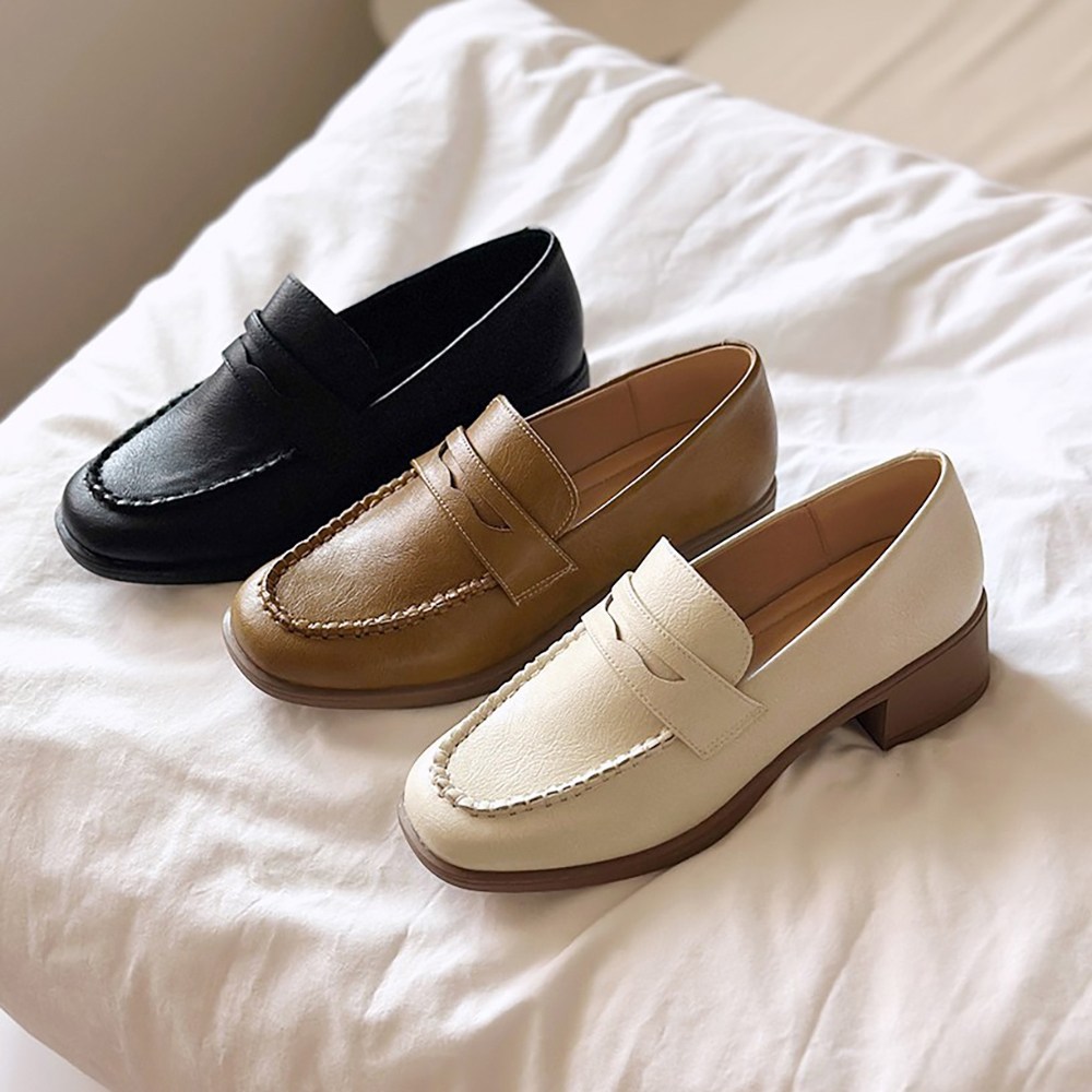 슈리오 여성 푹신한 쿠션 데일리 미들 통굽 페니로퍼 5cm 57,900원