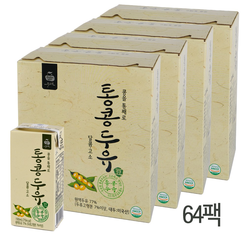 두보원 통콩두유 64입_콩을 통째로 정통두유, 64개, 190ml 25,390원