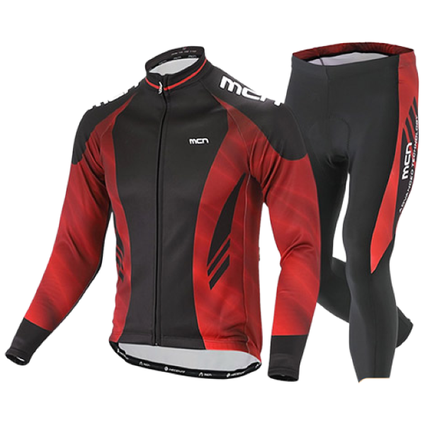 MCN 메탈릭레드 겨울 자전거의류세트 자켓+패드바지 190,000원