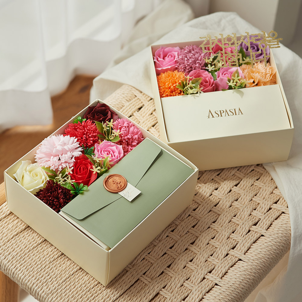 아스파시아 비누꽃 향기듬뿍 카네이션 용돈박스 + 용돈봉투 + 메세지픽 2세트 19,900원