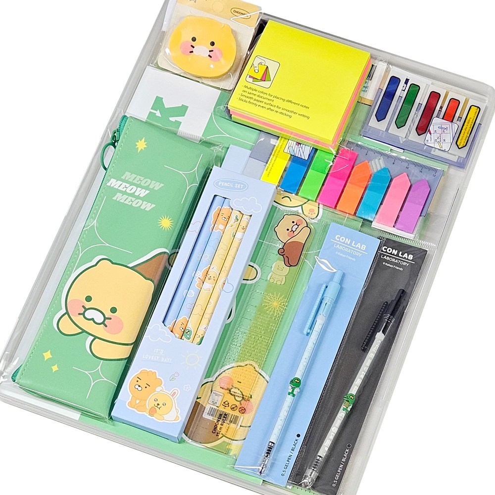카카오프렌즈 실속 문구 세트 투명 화일케이스 패키지, 춘식이 20,000원