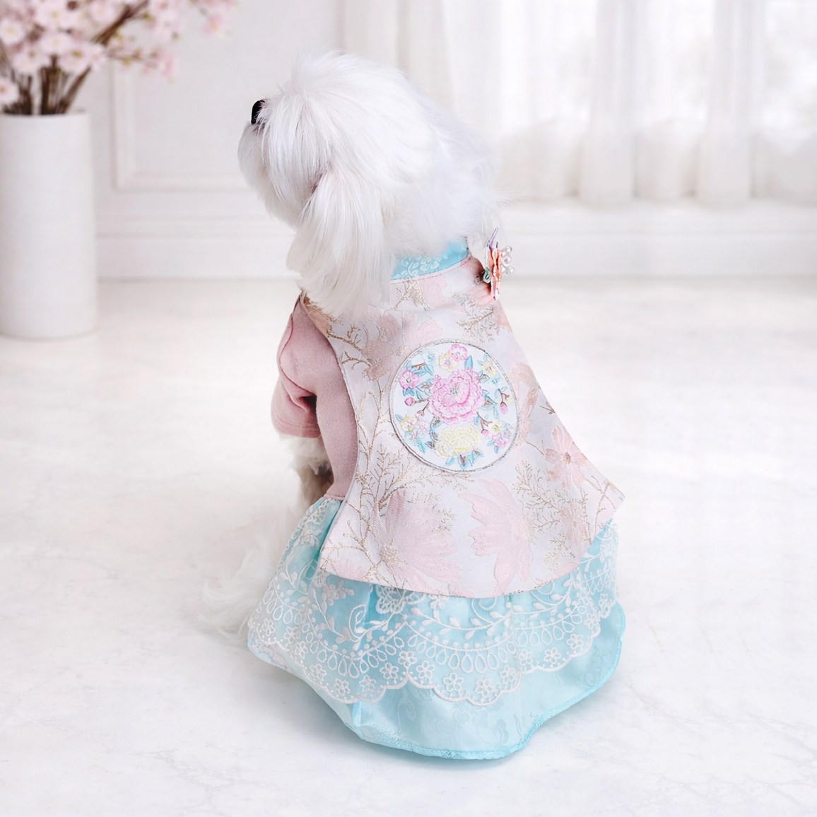자수 궁궐 강아지한복 고양이, 원피스, 1개 39,800원