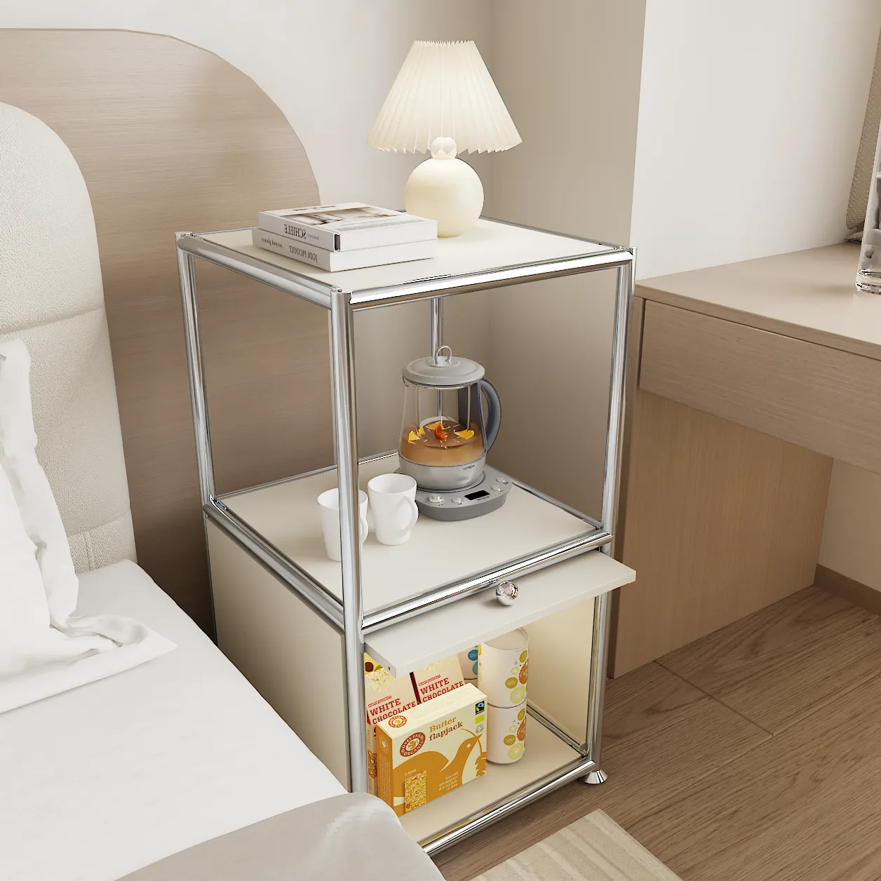 모듈 2단 선반 가로 400 수납장 침대 협탁 서랍장 모듈수납장, 화이트 111,000원