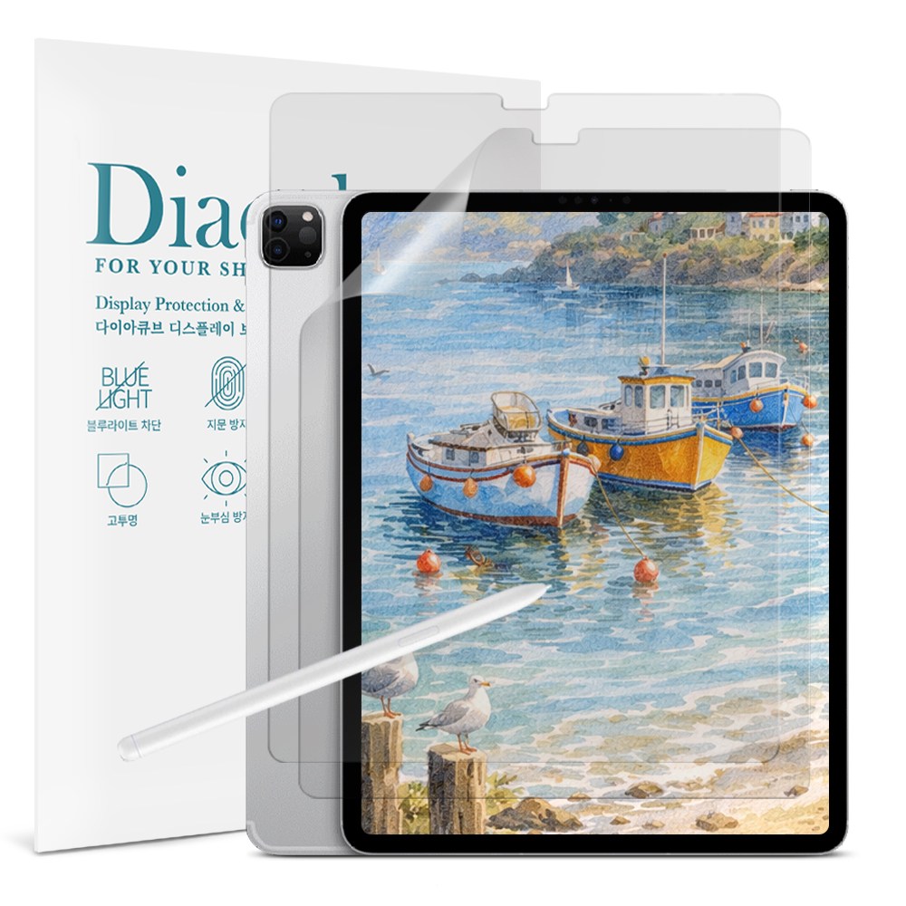 다이아큐브 아이패드프로 4 5 6세대 12.9(32.8cm) 저반사 지문방지 종이질감 항균 블루라이트차단 액정보호필름 13,760원