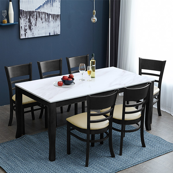 베스트리빙 데미안 캘빈 웬지 6인용 화강암 대리석 or 12T 포세린 통세라믹 상판 식탁세트 고급 다이닝 테이블 의자 포함/의자6개, 화이트세라믹 419,000원