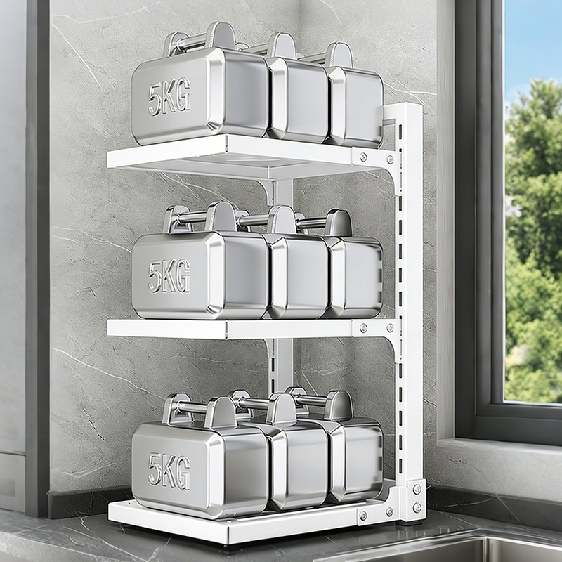 헤이만바 주방 선반 수납 다용도 금속 거치대 조립식 3단 높이조절 후라이팬 정리대 냄비, 1개, 화이트, 현재가 15,900원