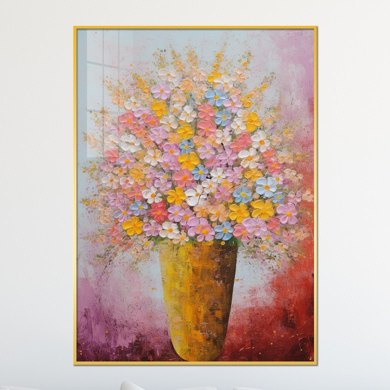 아트블루 알록달록 입체 꽃 꽃그림 인테리어 소품 액자 거실 주방 집들이 선물, 2_꽃병속 알록달록  꽃다발 67,900원