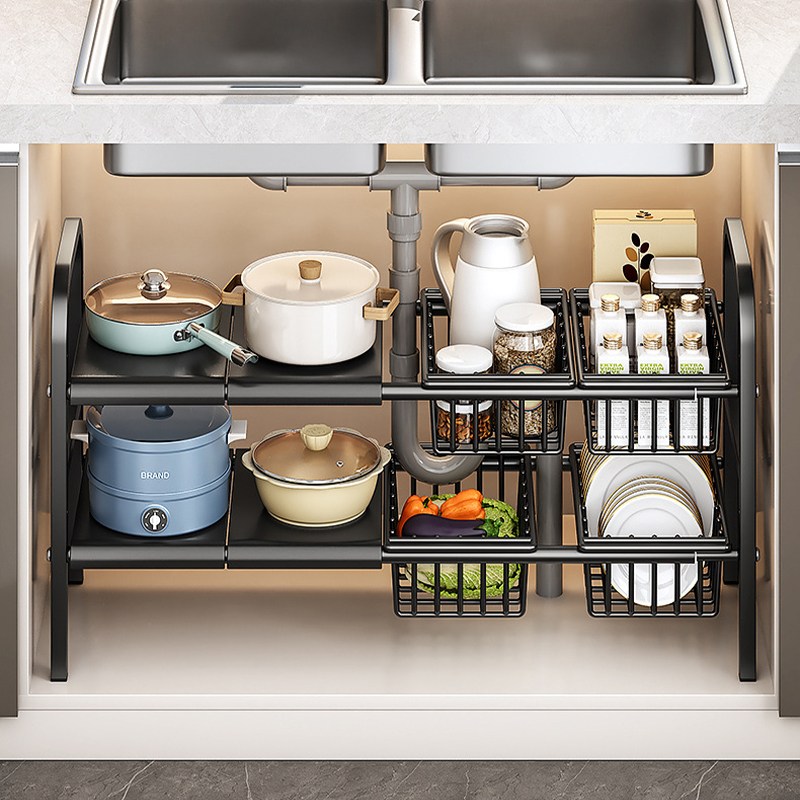 Tiger Pavilion 폭조절 싱크대 하부장 정리선반 2단 4보드 바구니 4개 포함 9,990원
