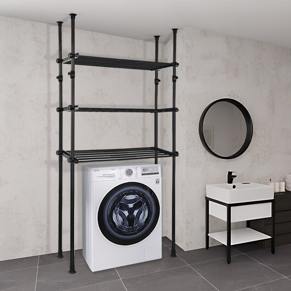 가화홈시스 폭조절 3단 대용량 더블기둥 수납선반행거 N3LB4030BK 58,700원