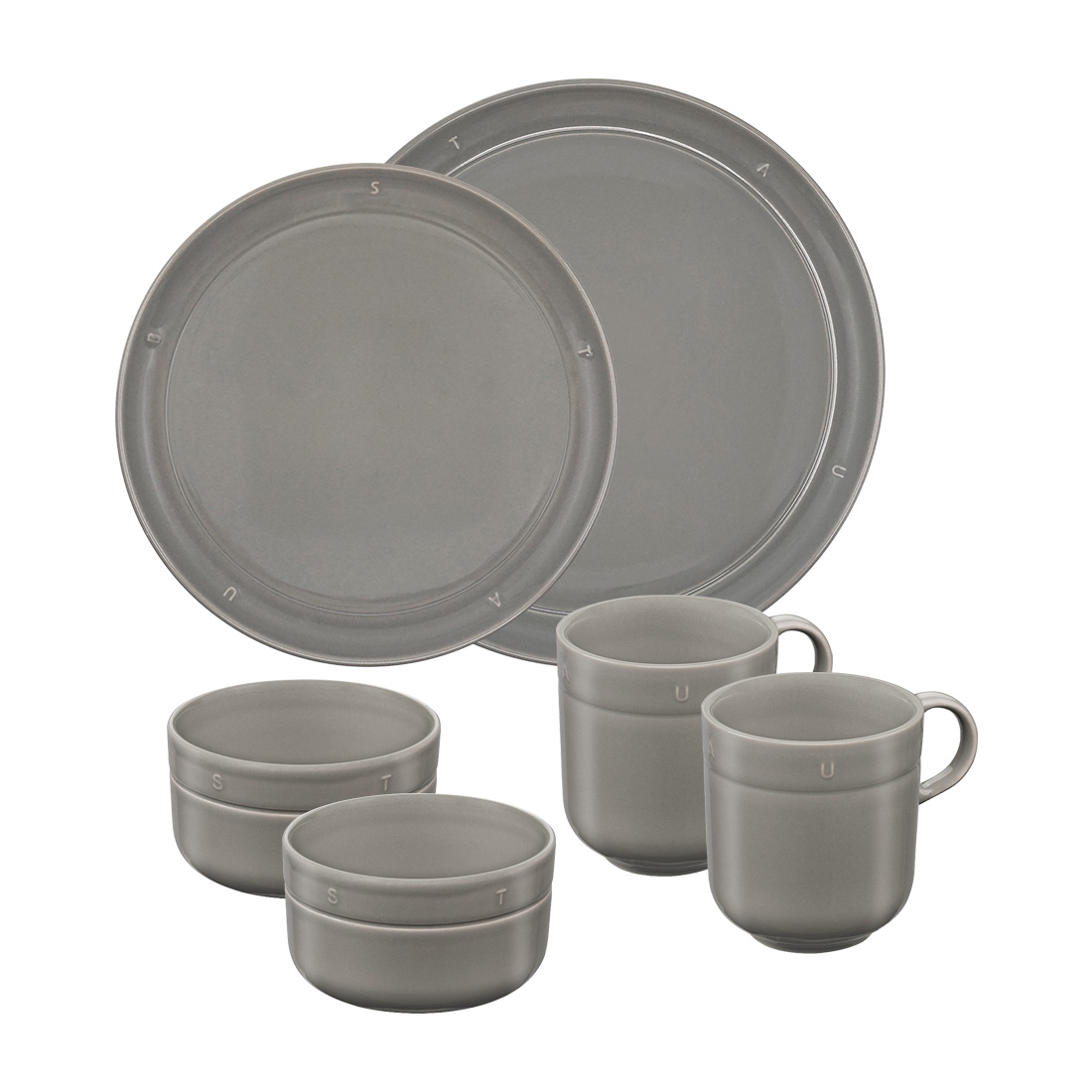 [스타우브] 부쏠 스톤웨어 2인조 6p 세트 그레이(디너1,샐러드접시1,시리얼볼2,머그2), 1개 171,000원