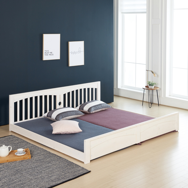 파로마 메르시 100% 원목 저상형 패밀리 침대 기본형 SS+SS, 화이트워시 569,000원