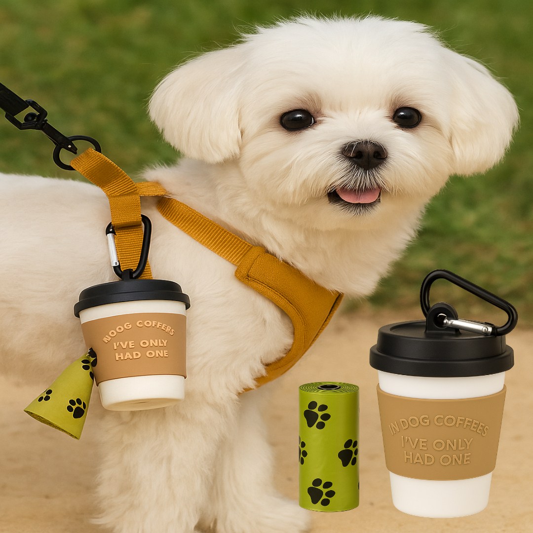 귀여운 커피컵 강아지 배변봉투 케이스 + 1롤 증정 산책용 디스펜서 반려견 필수템, 1세트, 1개입, 커피색상 5,900원