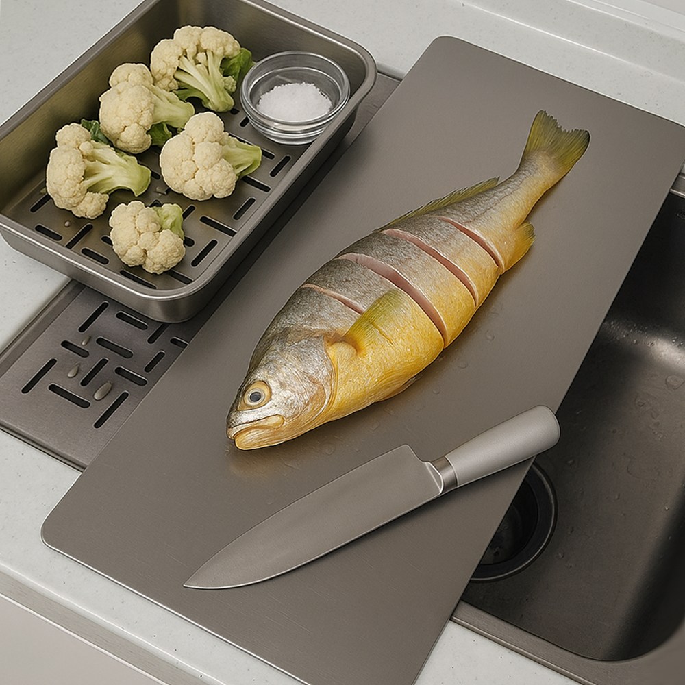 테르헨 316 스텐 도마 무연마제 국산도마, 1개, 눈금형 59,300원