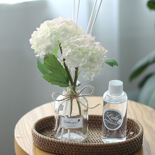 벚꽃수국 플라워 디퓨저 병 + 용액 100ml + 화이트수국 + 스틱 4p + 선물박스 세트 19,400원