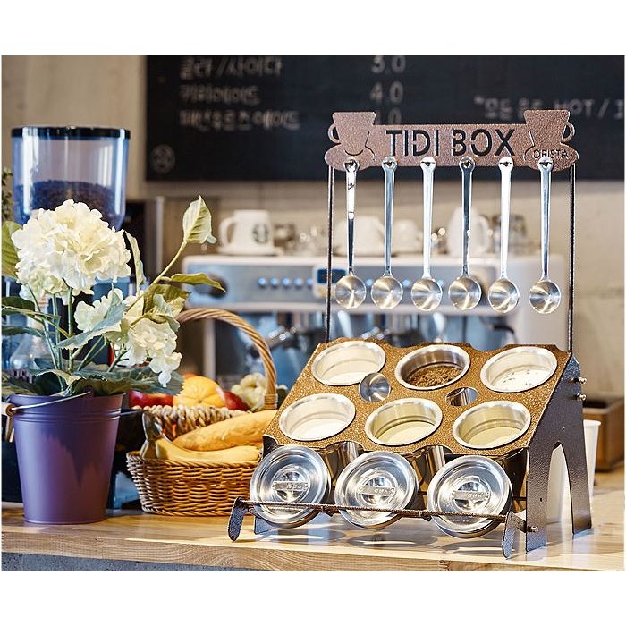 푸른망고 튼튼한 정리 업소용 카페 철제 양념 소스 통 시럽 용기 BMP 거치대 용품 디스펜서 6구 [BMP,스푼,뚜껑포함] 299,000원