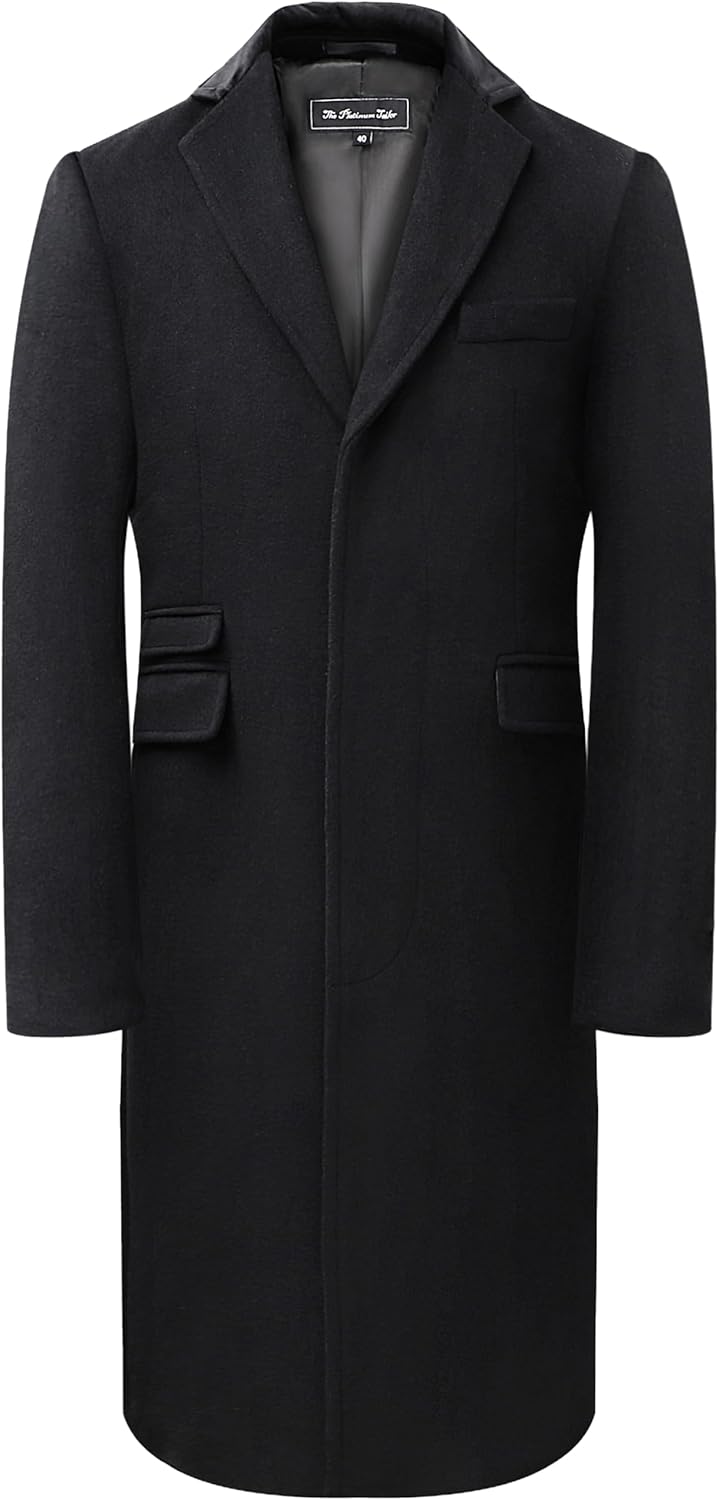 남성 블랙 오버코트 울 & 캐시미어 은밀한 따뜻한 겨울 모드 코트 벨벳 칼라 레드 새틴 안감 417,060원