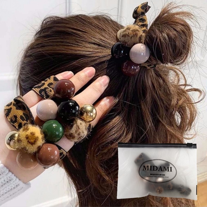 미다미 [2개세트] 레오파드 방울방울 포인트 머리끈 (2타입) 5,000원