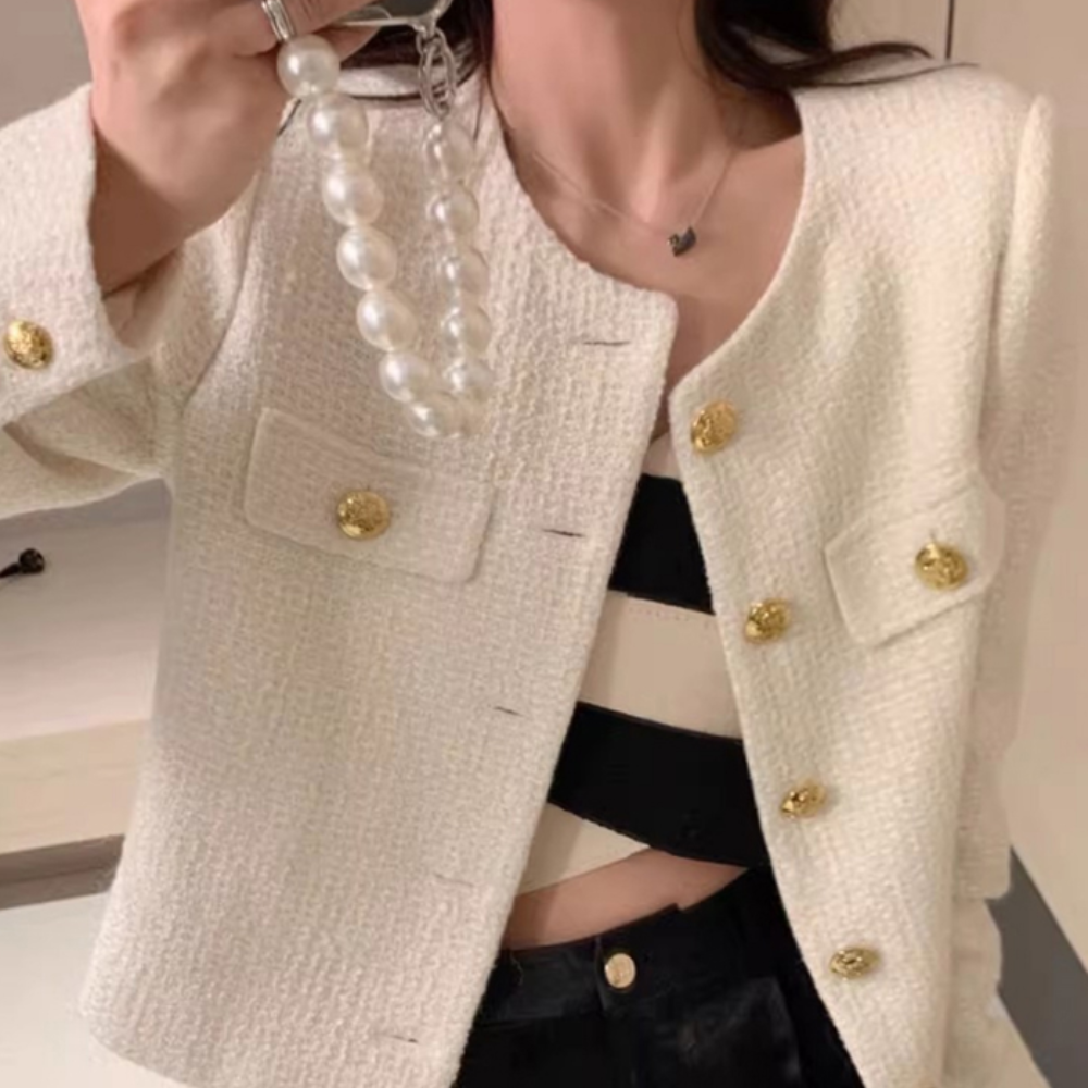 금장버튼 트위드 자켓 베이직 봄자켓 하객룩 데이트룩 봄신상 여성자켓 페미닌룩 23,920원
