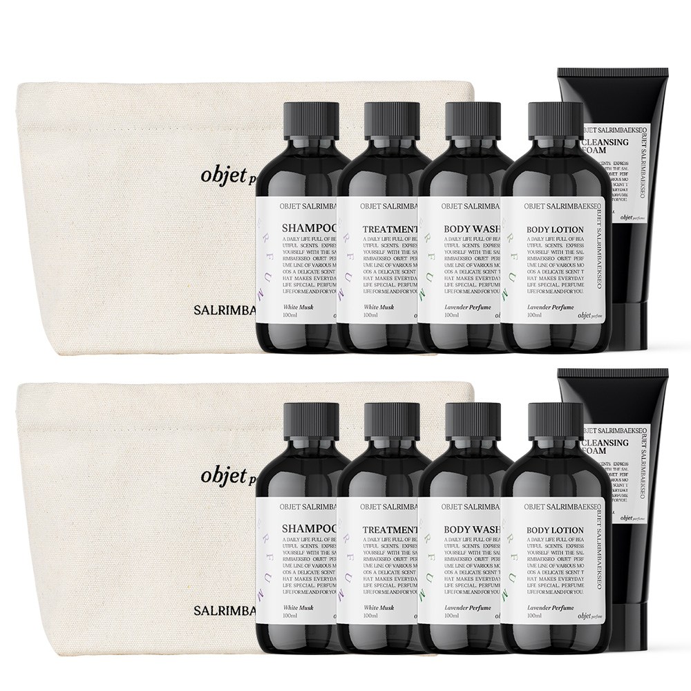살림백서 오브제 여행용 세면도구 어메니티 5종 세트 트래블키트 샴푸 바디워시 린스 폼클 19,900원