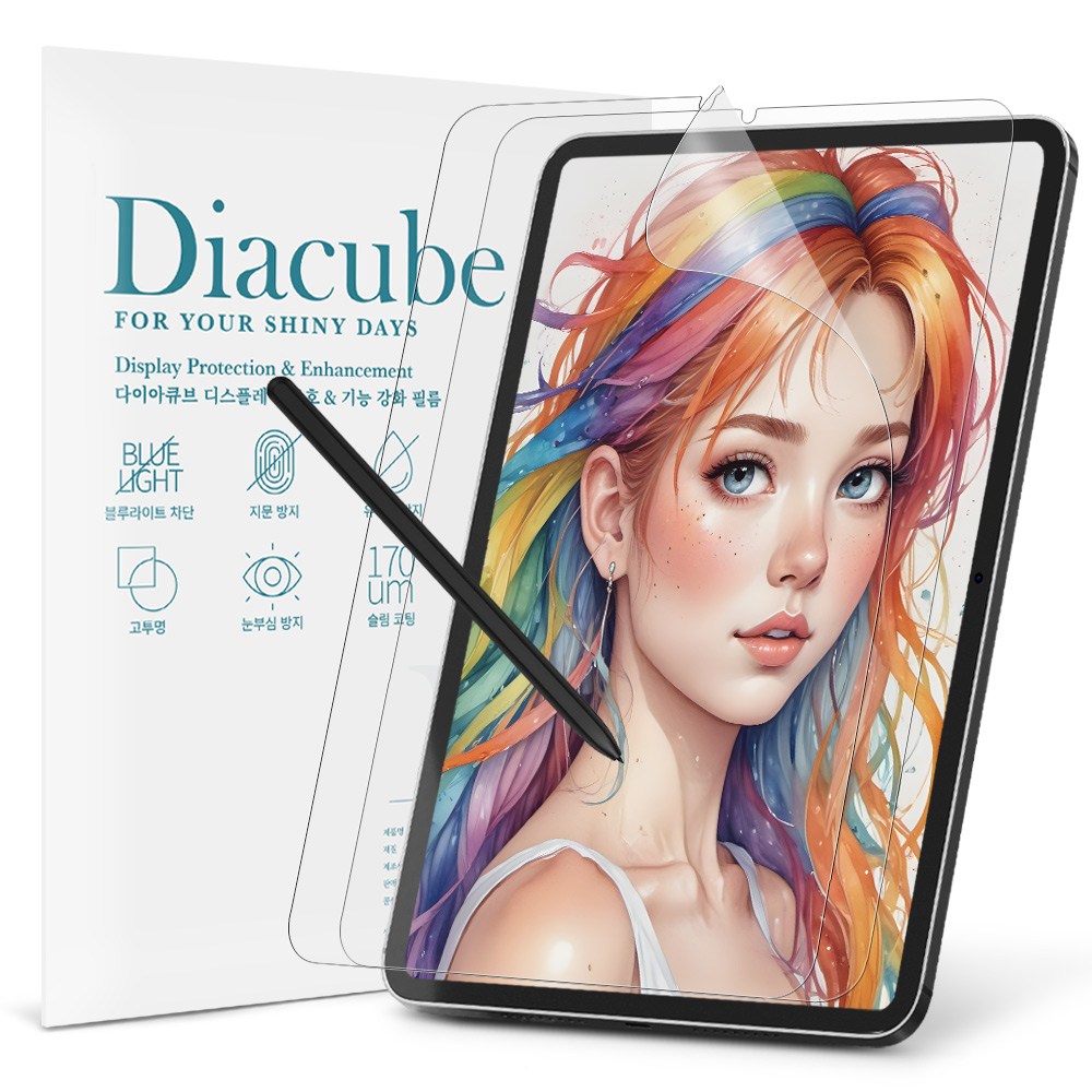 다이아큐브 베이직스 베이직탭 10.1인치 BT1124FW 저반사 사각사각 종이질감 항균 블루라이트차단 액정보호필름 간편부착 15,850원