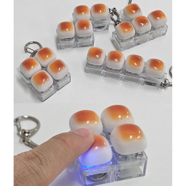 LDE 4구 빵 딸깍이 키링 1+1 중복없음 남광사 빵 캡키링 불빛 빵 딸깍이 키링 기계식 키보드 테트리스 자판기 피젯 딸깍이 9,900원