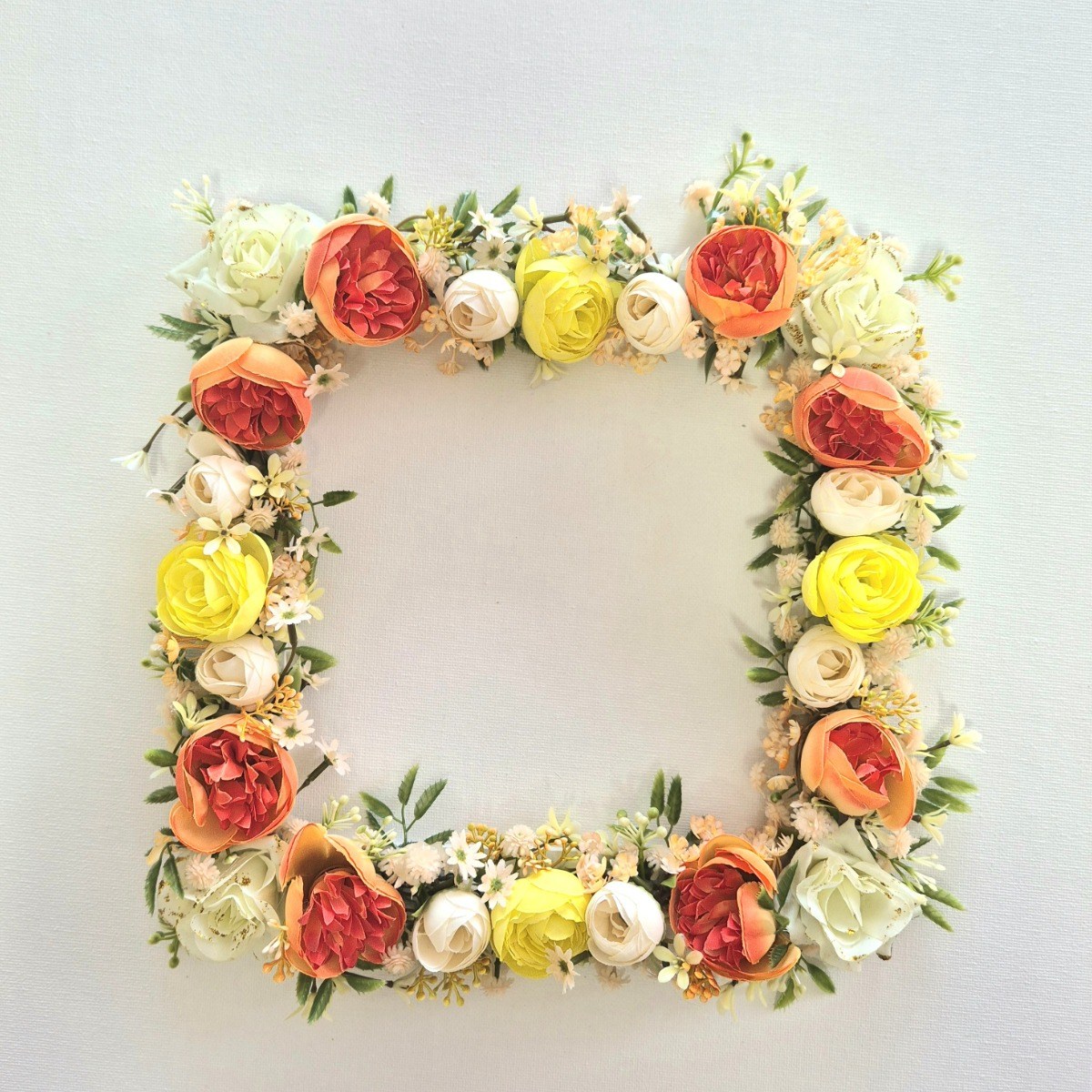 성묘 납골당 봉안당 추모원 꾸미기 핸드메이드 실크플라워 리스9종 미니꽃다발10종 미니화병3종, 1개, 사각 리스 오렌지 25,000원