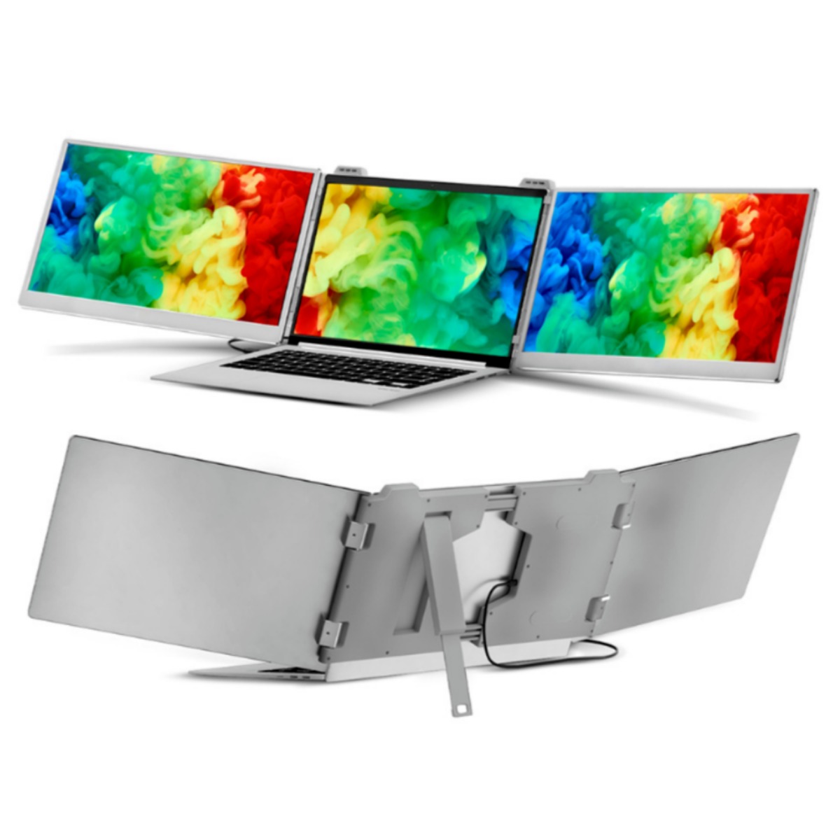 miraeonni 14인치 15.6인치 휴대용 3중 4중 모니터 트리플 쿼드 주식용 듀얼 확장 디스플레이 고화질, 15.6인치 트리플 모니터 383,900원