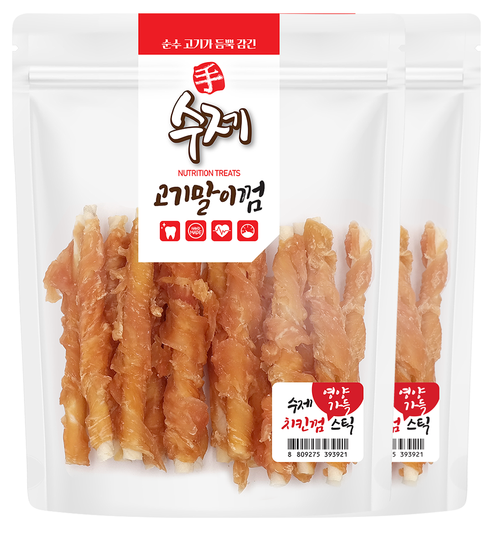 펫스토리 강아지 영양가득간식 수제 고기말이 껌스틱, 치킨맛, 210g, 2개 11,500원
