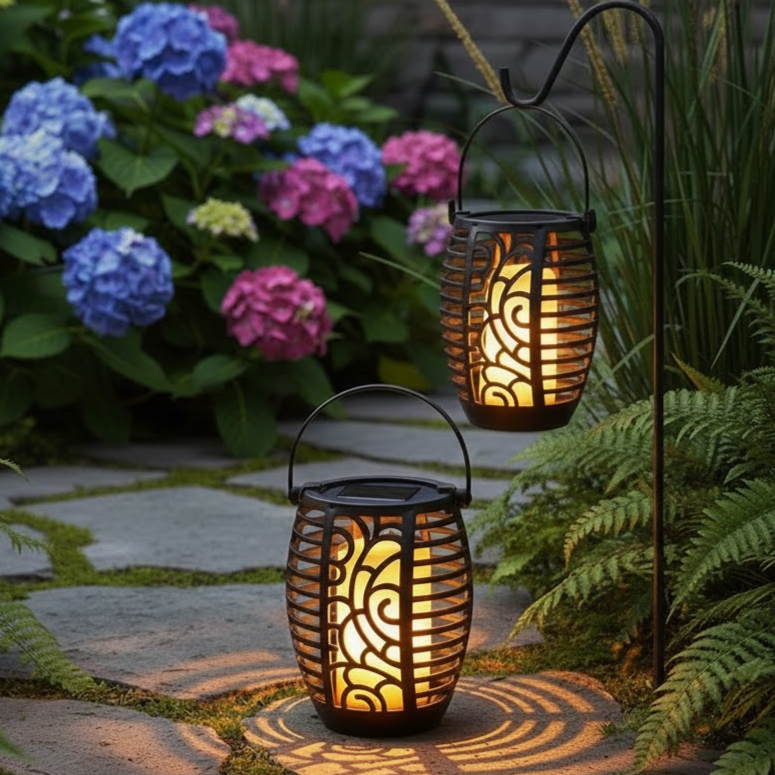 JHY DESIGN LED 샹들리에 아웃도어 램프 베란다 포인트 2종 세트, 블랙 28,000원