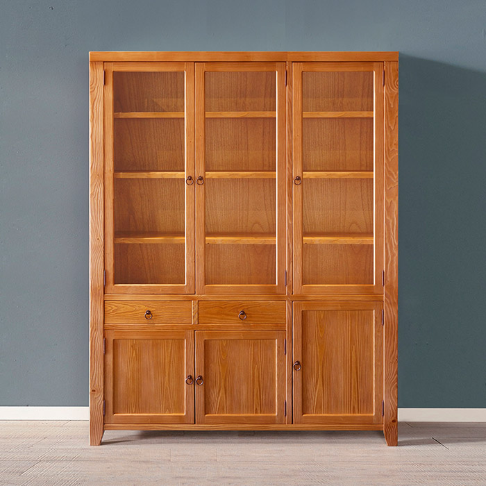 [마루엔개비] 우리목 서랍 찬장 장3문 유리장식장 원목그릇장 1,964,000원