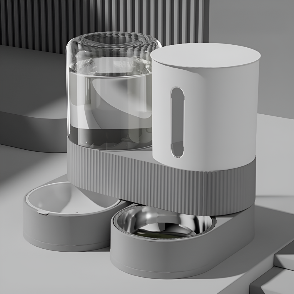 나너마켓 투인원 360도 회전 2400ml 대용량 반자동 반려동물 급식기, 1개, 화이트,그레이 22,400원