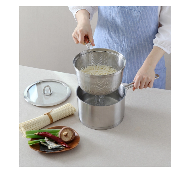 쿡에버 채망 편수 냄비 채망포함 국수 스파게티 튀김 야채 다이어트 이유식 라면냄비, 1개, 18cm 62,190원