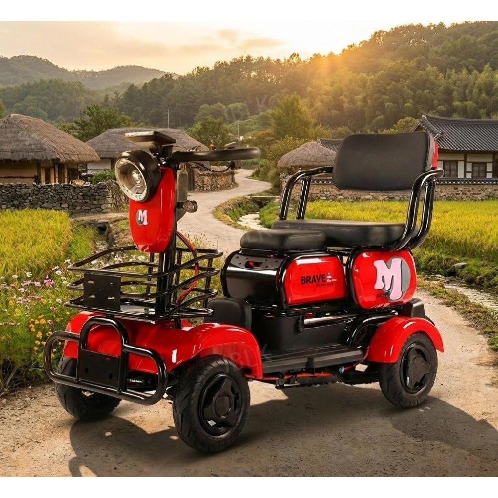 일렉하임 사륜 전동스쿠터 노인전동차 어르신 효도 전기자전거 네발 전기차, 레드, 현재가 755,500원