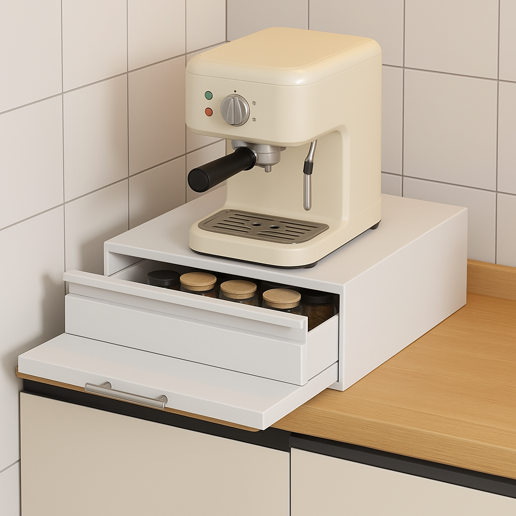 OnB 슬라이딩 주방 전자렌지 수납장 거치대 철제 수납 선반 다용도 서랍형, 1개, 화이트(White) 39,900원