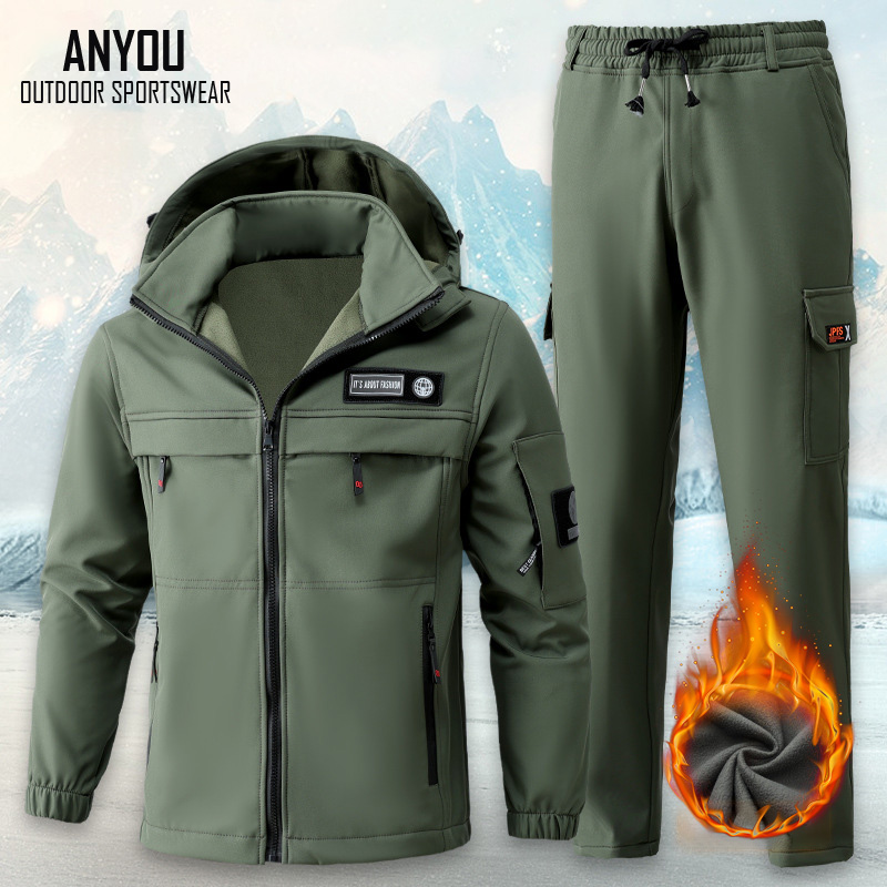 ANYOU 겨울 남성 작업복 패션 방수 방한복 기모 웜업 트레이닝 세트 낚시복 등산복 29,800원